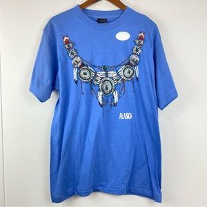 Vintage Diamond Dust size Large Blue Alaska Native American Necklace T-shirt